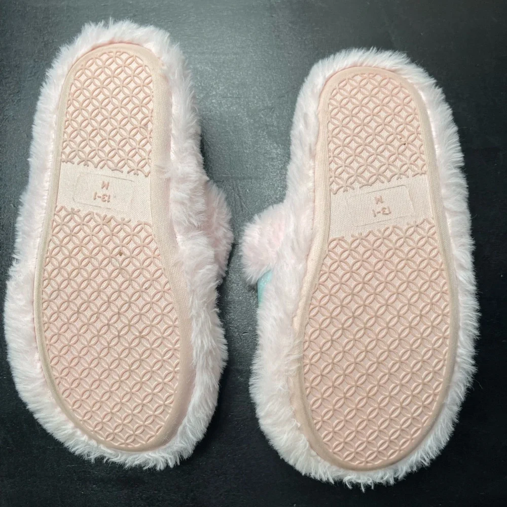 Kids Rainbow Quilted Slippers with Faux Fur 13-1